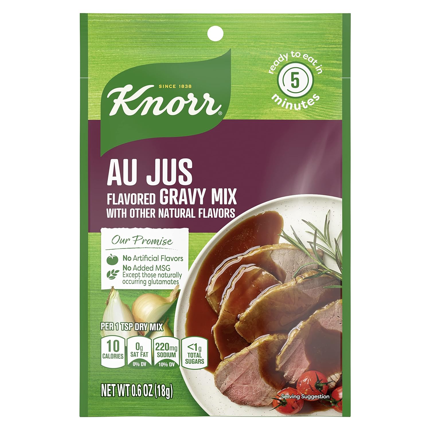 Knorr Gravy Mix For Delicious Easy Meals and Side Dishes Au Jus No Artificial Flavors, No Added MSG, 0.6 Ounce (Pack of 24)