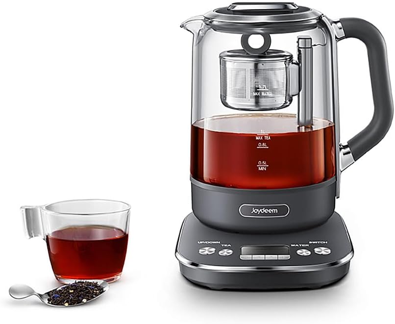 Joydeem Hot Tea Maker, Glass Electric Ketle with Auto Lift Tea Infuser and Temperature Control, 1.7L, JD-ZC6088G