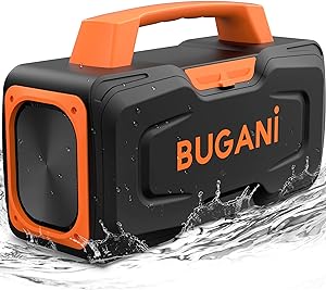 BUGANI Bluetooth Speakers, 80W Powerful Portable Wireless Speaker IPX7 Waterproof Speaker, Outdoor Loud Speaker with Handle 24H Playtime, Support Microphone AUX USB Suitable for Party, Pool, Singing