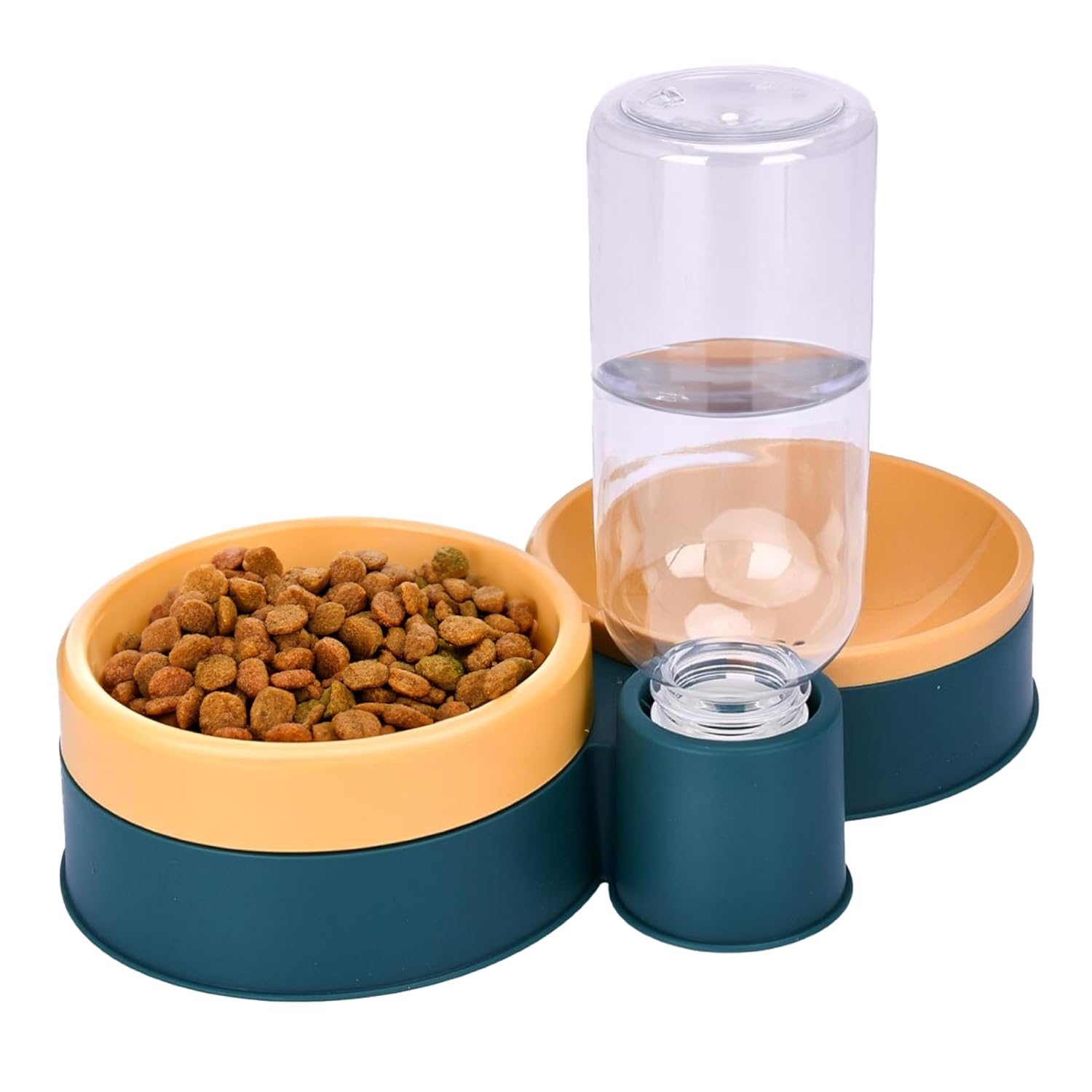 Noa Store Pet Food & Water Dispenser - 2-in-1 17oz Gravity-Fed Bowl for Dogs & Cats - Easy to Refill/Clean - Compact, Stylish Design - Keep Your Pet Hydrated & Fed on The Go - Orange, 8.2"x11.8"x7.4"