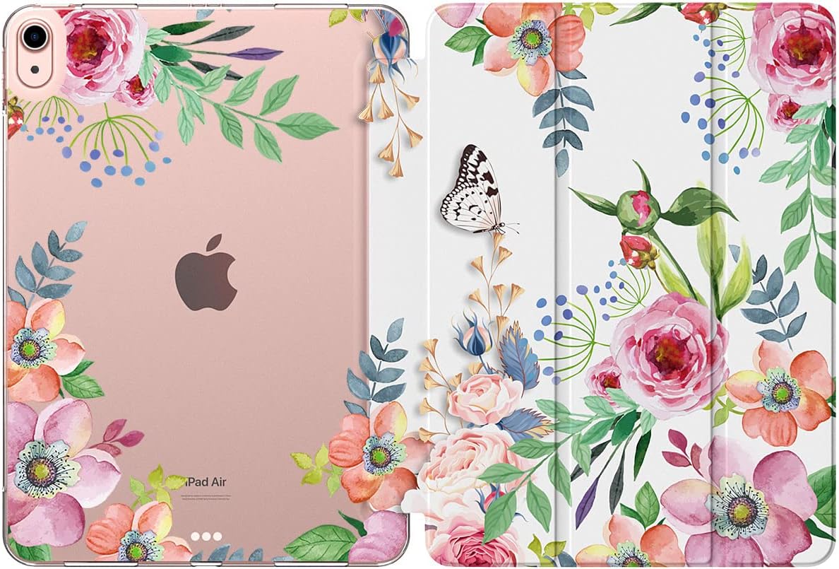 MoKo for iPad Air 6th Generation 11-inch Case (M2) 2024, iPad Air 5th/4th Gen Case 10.9 2022/2020, Translucent Frosted Soft TPU Back Cover for iPad Air 6/5/4 Gen, Slim iPad Air Case, Fragrant Flowers