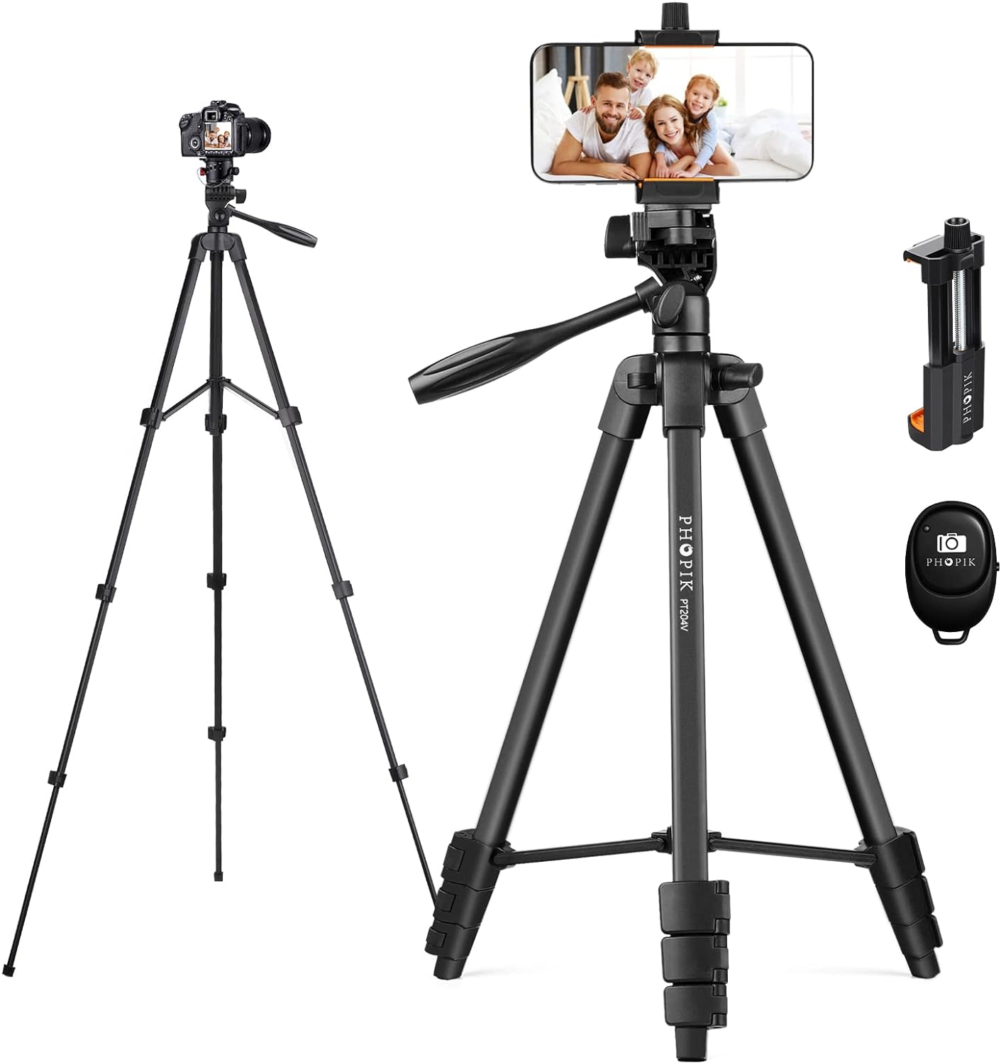 55%22 Phone Tripod, PHOPIK Aluminum Extendable Tripod Stand with Shutter, Carrying Bag, Compatible with iPhone%2fAndroid%2fSport Camera Perfect for Video Recording%2fSelfies%2fLive Stream%2fVlogging