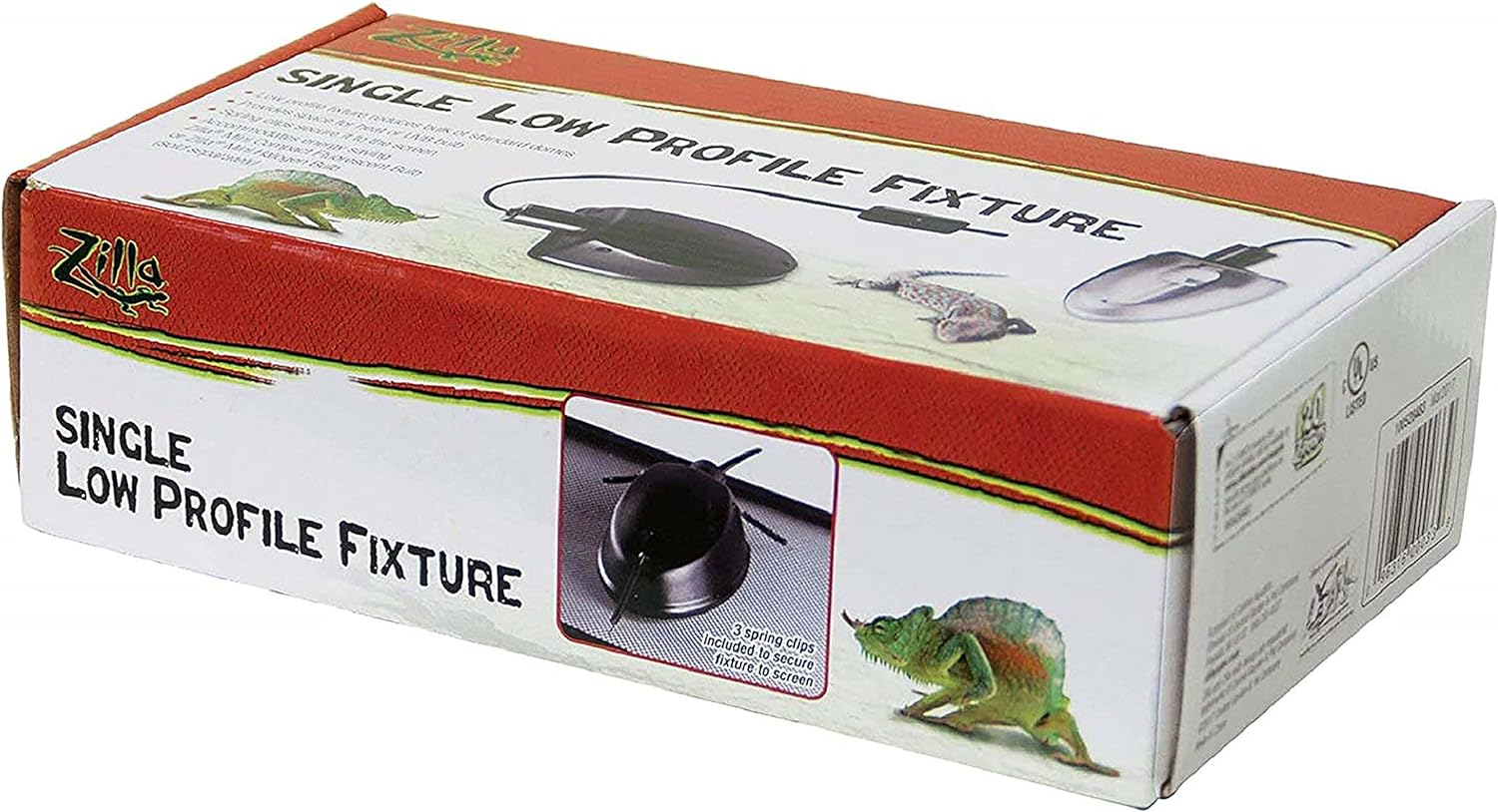 Zilla Low Profile Reptile Terrarium Fixtures Single,Black