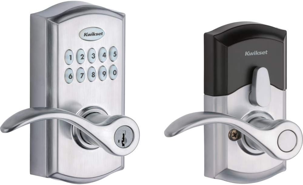 Kwikset 955 Keyless Keypad Door Lock, Electronic Lever Deadbolt, 3 Entry Modes, Auto Lock, SmartKey Security - Satin Chrome