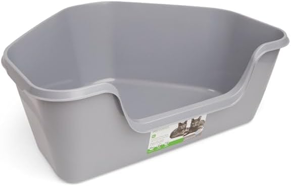 So Phresh High-Back Corner Grey Litter Box, 26.25" L x 21.5" W x 10" H