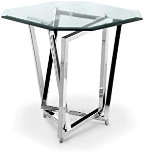 Home Square 3 Piece Octagonal Glass Coffee and End Table Set in Clear