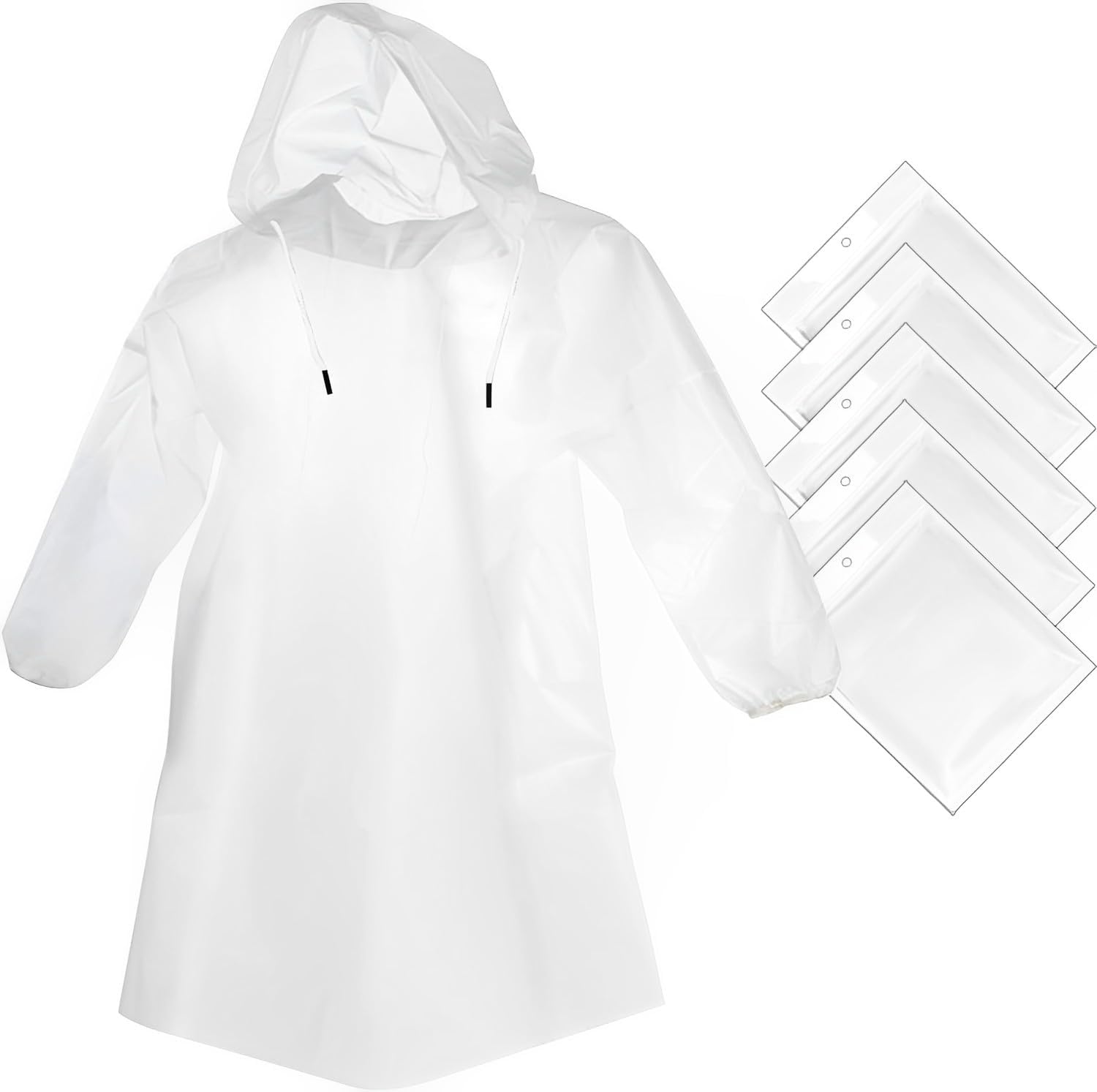 Cosowe Rain Ponchos Disposable for Adults Kids, Clear Raincoats with Hood