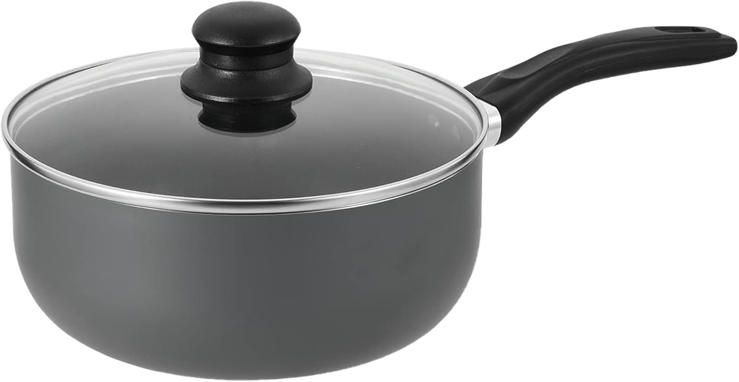 Alpine Cuisine Sauce Pan 2.5qt Aluminum Nonstick Coating Bakelite Handle with Glass Lid, Nonstick Saucepan for All Stoves, Multipurpose Use for Home Kitchen & Restaurant, Heavy Duty - Dishwasher Safe