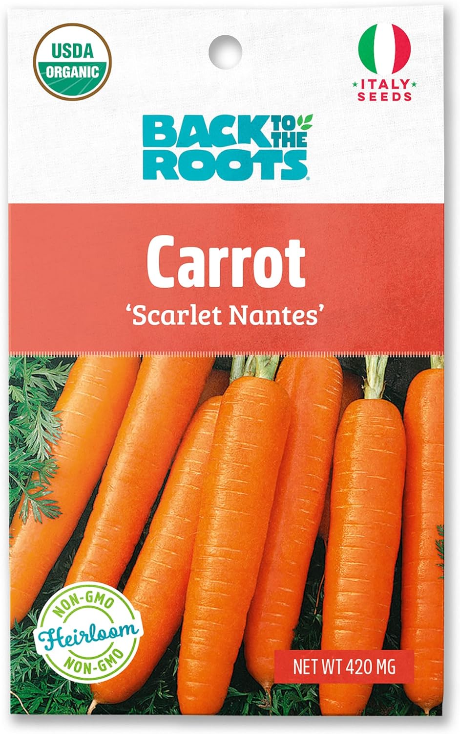 Back to the Roots Organic 'Scarlet Nantes' Carrot Seeds | Guaranteed to Grow