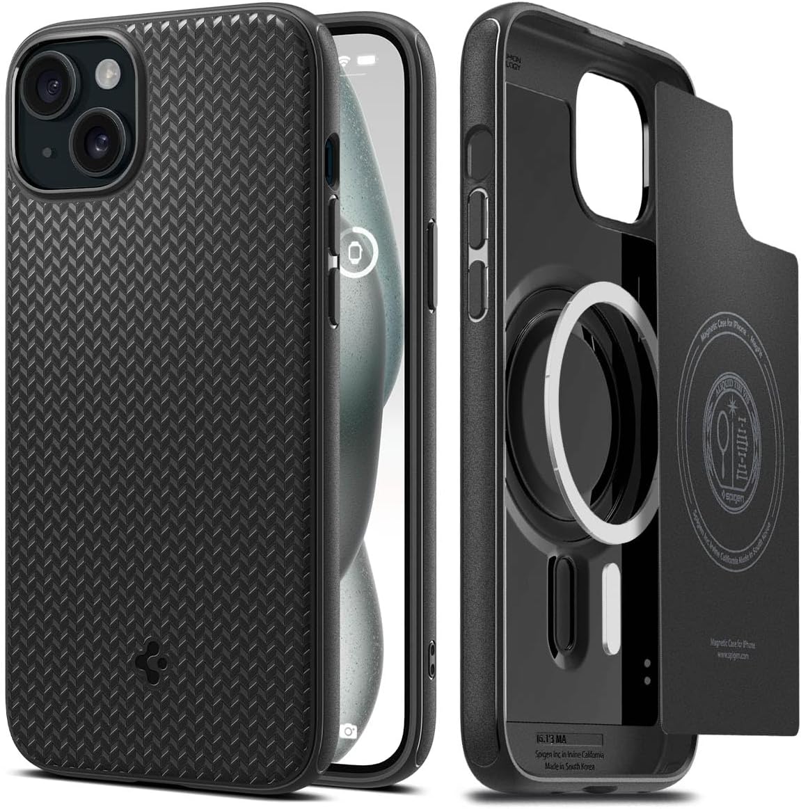 Spigen Mag Armor MagFit Designed for iPhone 15 Case (2023) [Military-Grade Protection] Compatible with MagSafe - Matte Black