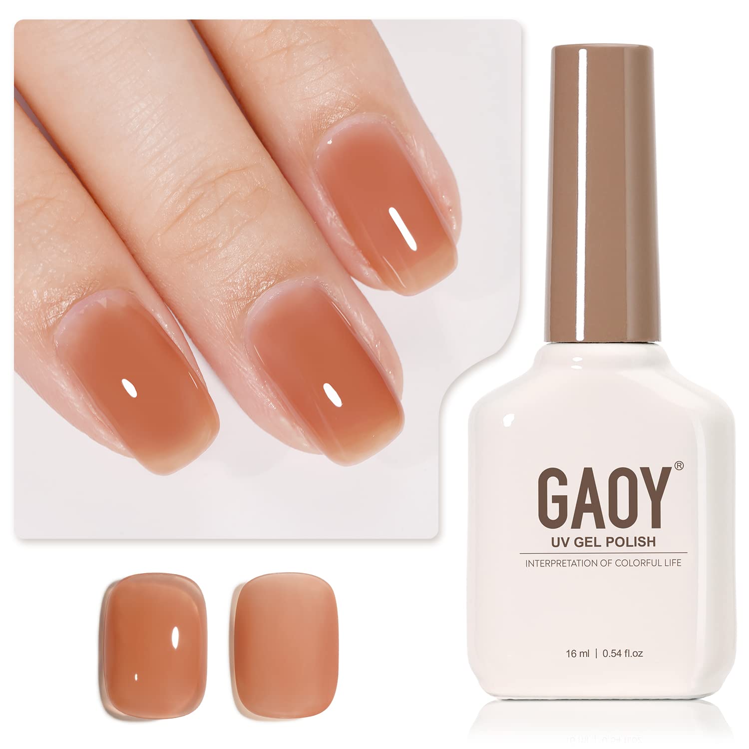 GAOY Jelly Nude Gel Nail Polish, 16ml Sheer Brown Nautral Gel Polish, UV Light Cure for Nail Art DIY, Color 1143