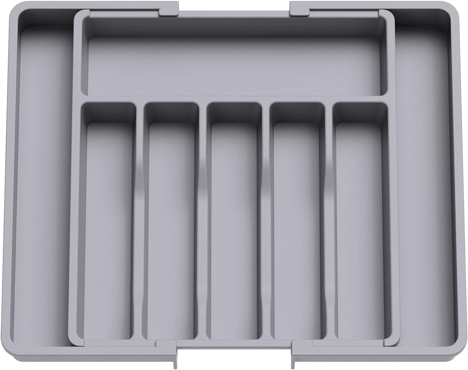 Lifewit Silverware Drawer Organizer, Expandable Utensil Tray for Kitchen, BPA Free Flatware and Cutlery Holder, Adjustable Plastic Storage for Spoons Forks Knives, Large, Grey