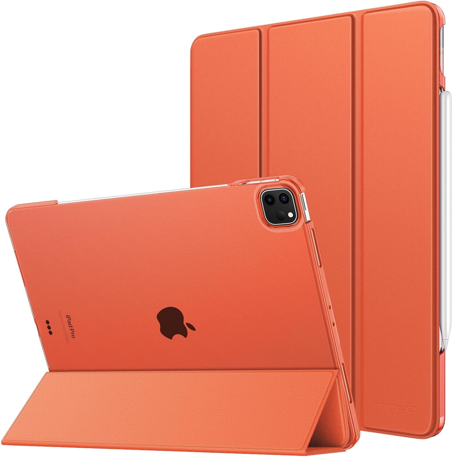 MoKo for iPad Air 13 Inch Case 2024/ iPad Pro 12.9 Case (6th/5th Gen 2022/2021), Slim Smart Shell Translucent Frosted Hard PC Back Cover, Support Touch ID & Pencil Pro/2nd/USB-C, Orange