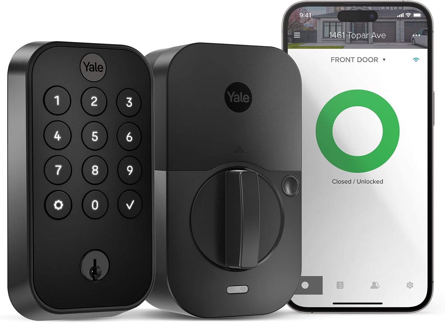 Yale Assure Lock 2 with Wi-Fi, Black Connected Keypad Smart Lock for Front Door or Back, Door lock with Code and Back-Up Key, YRD410-WF1-BSP