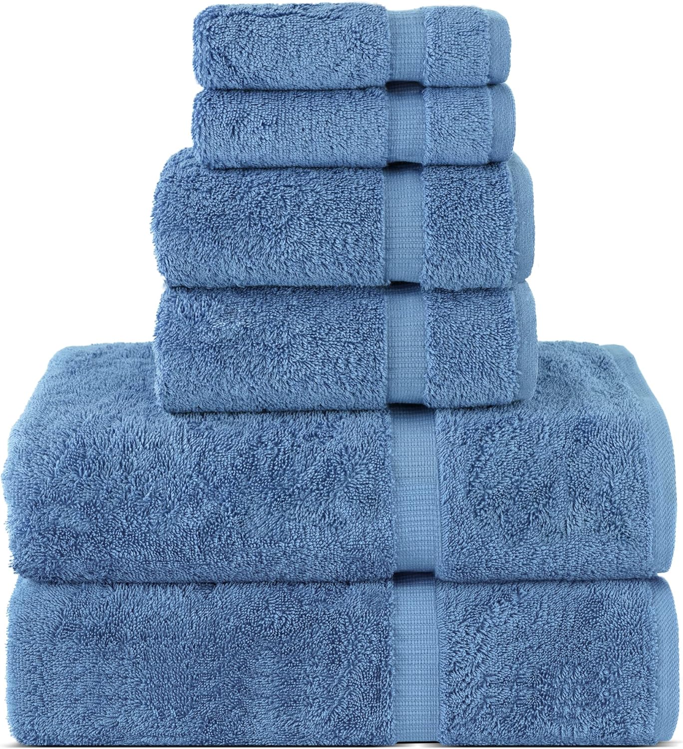 Chakir Turkish Linens Luxury Spa and Hotel Quality Premium Turkish Cotton 6-Piece Towel Set (2 x Bath Towels, 2 x Hand Towels, 2 x Washcloths)