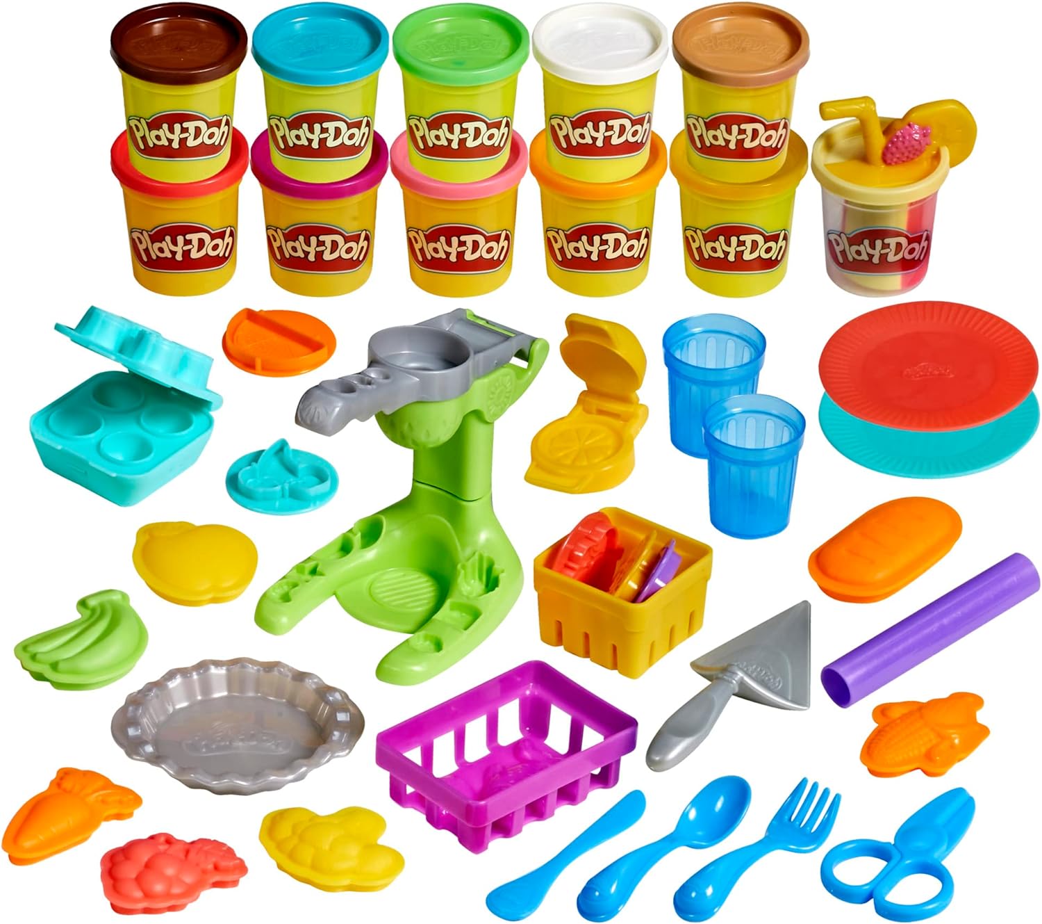 Play-Doh Farmer's Market Kitchen Playset, 28 Play Food Accessories and Tools, 11 Colors, Gifts for Kids, Preschool Toys, Ages 3  (Amazon Exclusive)