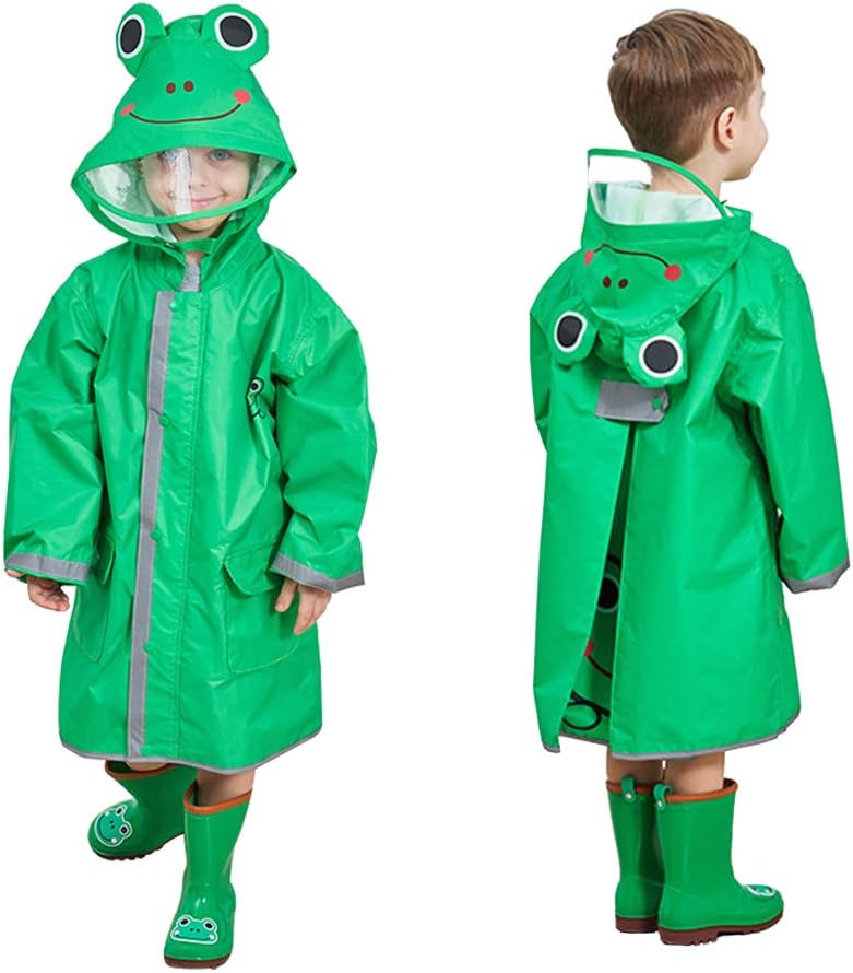 SSAWcasa Rain Poncho Kids,Toddler Poncho with Hood,Waterpoof Rain Jacket Coat,3D Cartoon Children Rainwear for Girl Boy