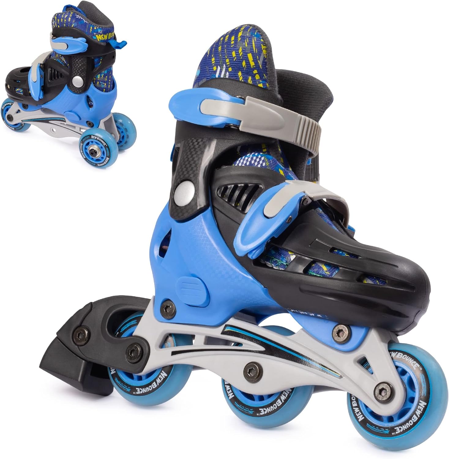 New Bounce Roller Skates for Little Kids - Shoe Size EU 28-31, US Kids Junior Size 8-11, 2-in-1 Roller Skates for Girls, Converts from Tri-Wheel to Inline Skates - Rollerskates for Beginner