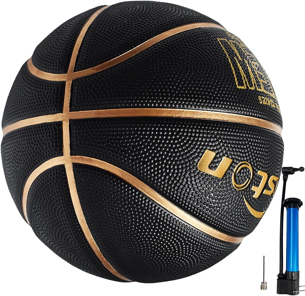 Senston 29.5'' Basketball Outdoor Indoor Rubber Basketball Ball Official Size 7 Street Basketball with Pump