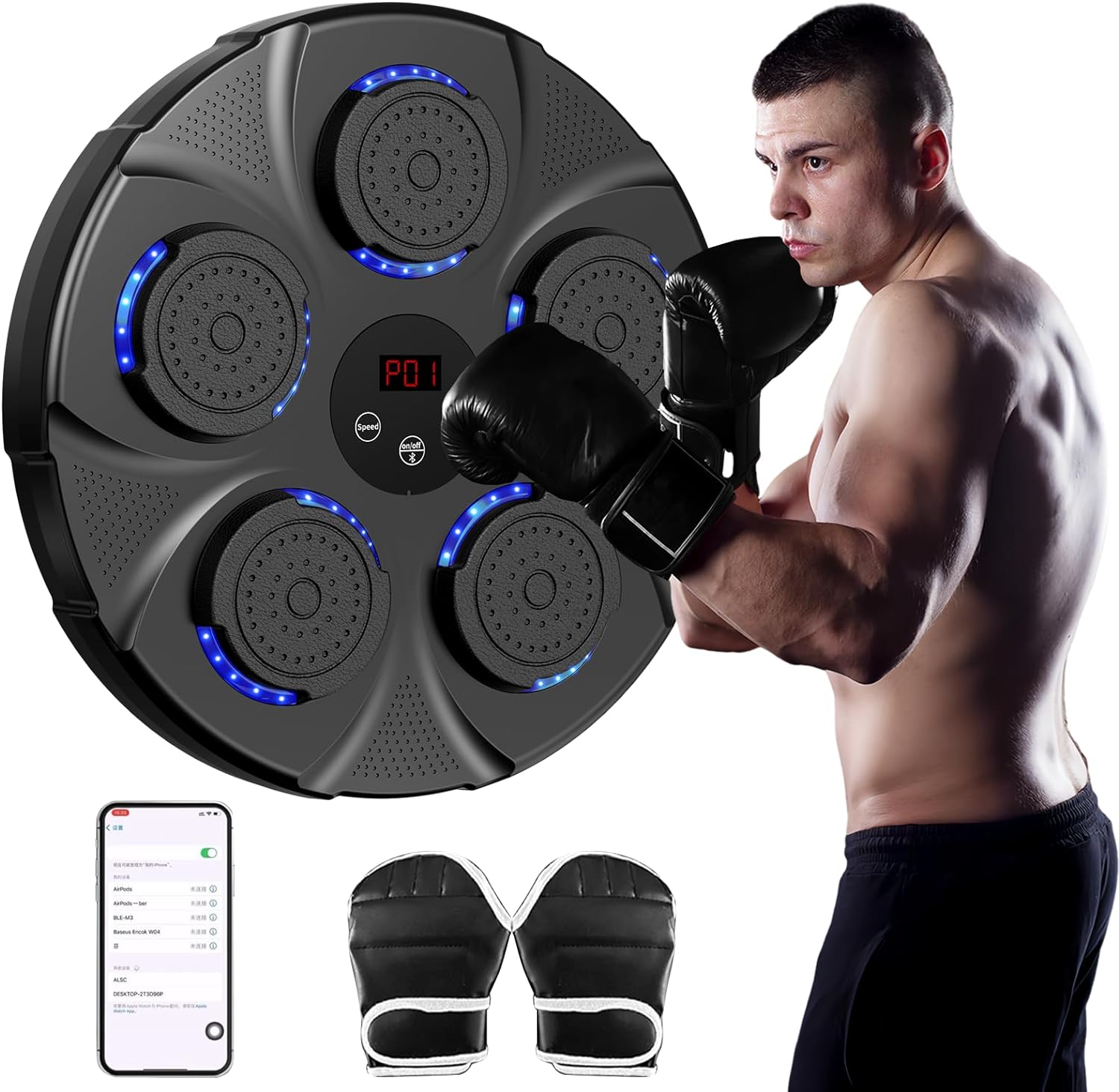 2024 Upgrade Intelligent Music Boxing MachineElectronic Boxing Trainer with Boxing GlovesBluetooth Boxing Equipment with Smart Display Screenboxing machine wall mounted for adults