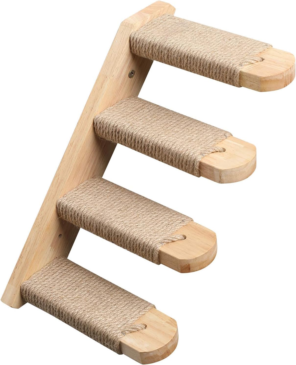 FUKUMARU Cat Climbing Shelf Wall Mounted, Four Step Cat Stairway with Jute Scratching for Cats Perch Platform Supplies