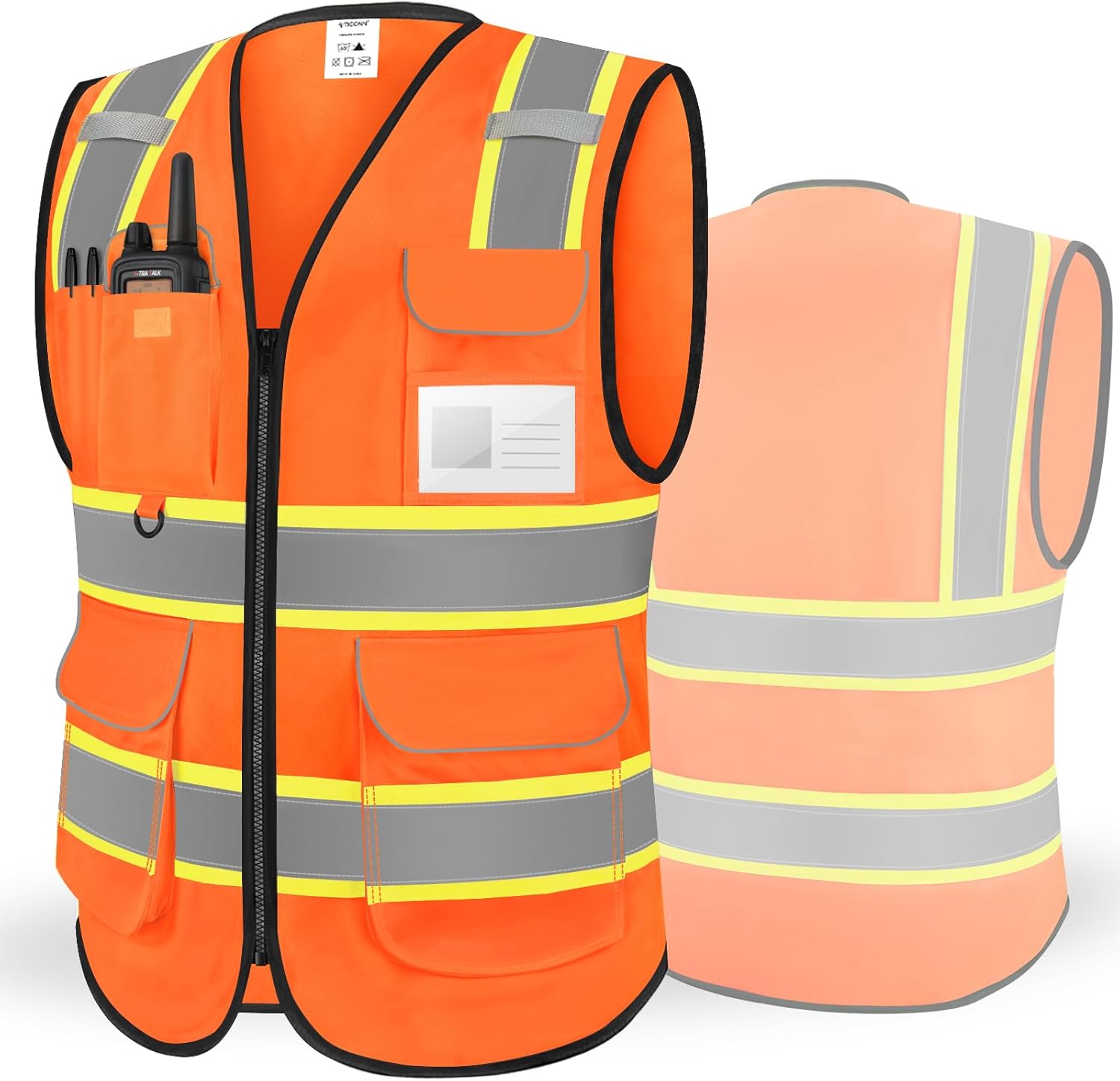 TICONN Reflective Safety Vest High Visibility Class II Mesh Vest for Women & Men Meets ANSI Standards