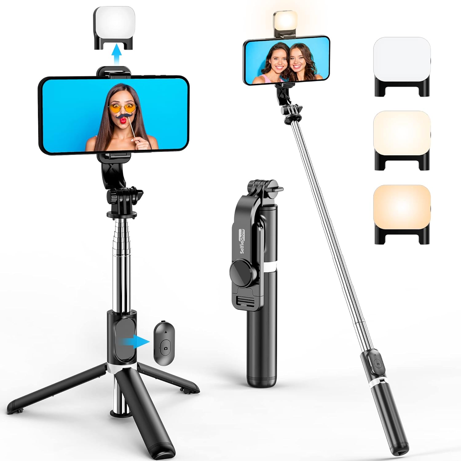 Portable 41 Inch Selfie Stick Phone Tripod with Wireless Remote Extendable Tripod Stand 360 Rotation Compatible with iPhone 14 13 12 11 pro Xs Max Xr X 8 7 6 Plus, Android Samsung Smartphone