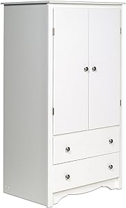 Prepac Sonoma Wardrobe Cabinet: Armoire Dresser for Bedroom with Adjustable Shelf. Features 2-Door Wardrobe Closet & 2 Drawers, Ideal Closet for Bedroom, 22"Dx31.5"Wx58.75"H, White - WDC-3359-K