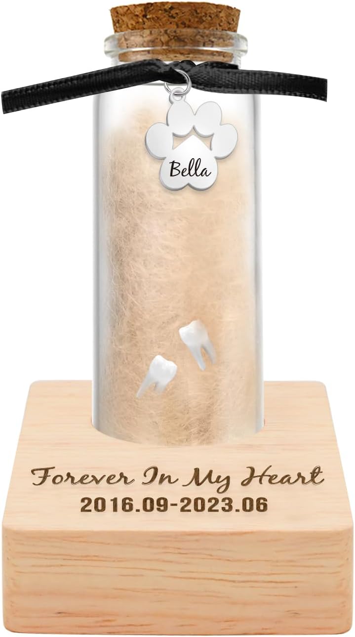 Custom Pet Fur Memorial Gifts,Pet Fur Keepsake Jar Personalised Pet Photo GiftDog Cat Pet Tooth Box Pet KeepsakeDog Memorial,Loss of Pet ,Cat Keepsake Gift,Pet Remembrance,Pet Lovers Gifts (style 2)