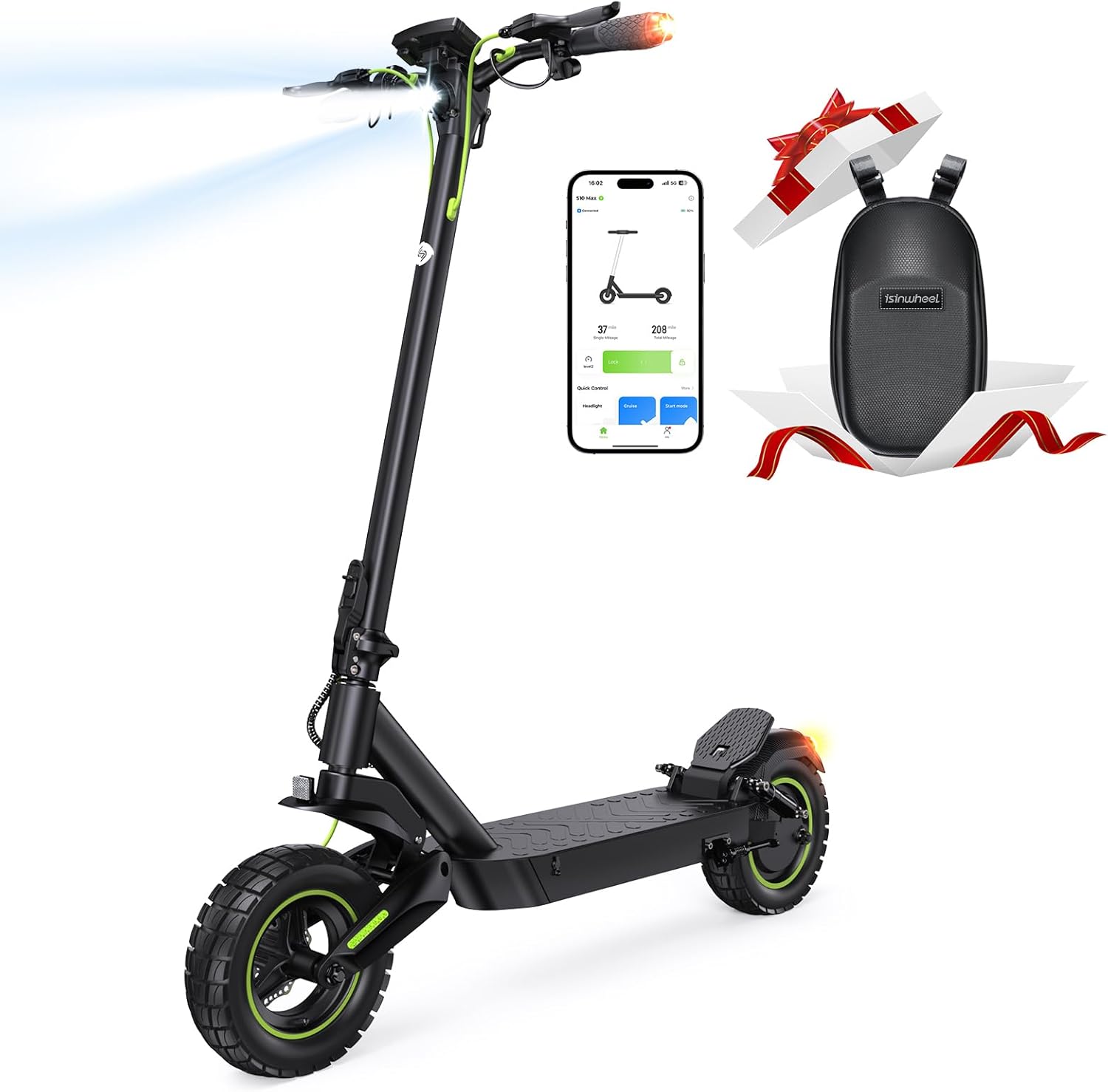 isinwheel Electric Scooter Adults, 21/28 MPH Top Speed, 800/1000W Motor E-Scooter Up to 32/37 Miles, Dual Shock Absorbers & Turn Signal, Foldable Scooter for Adults