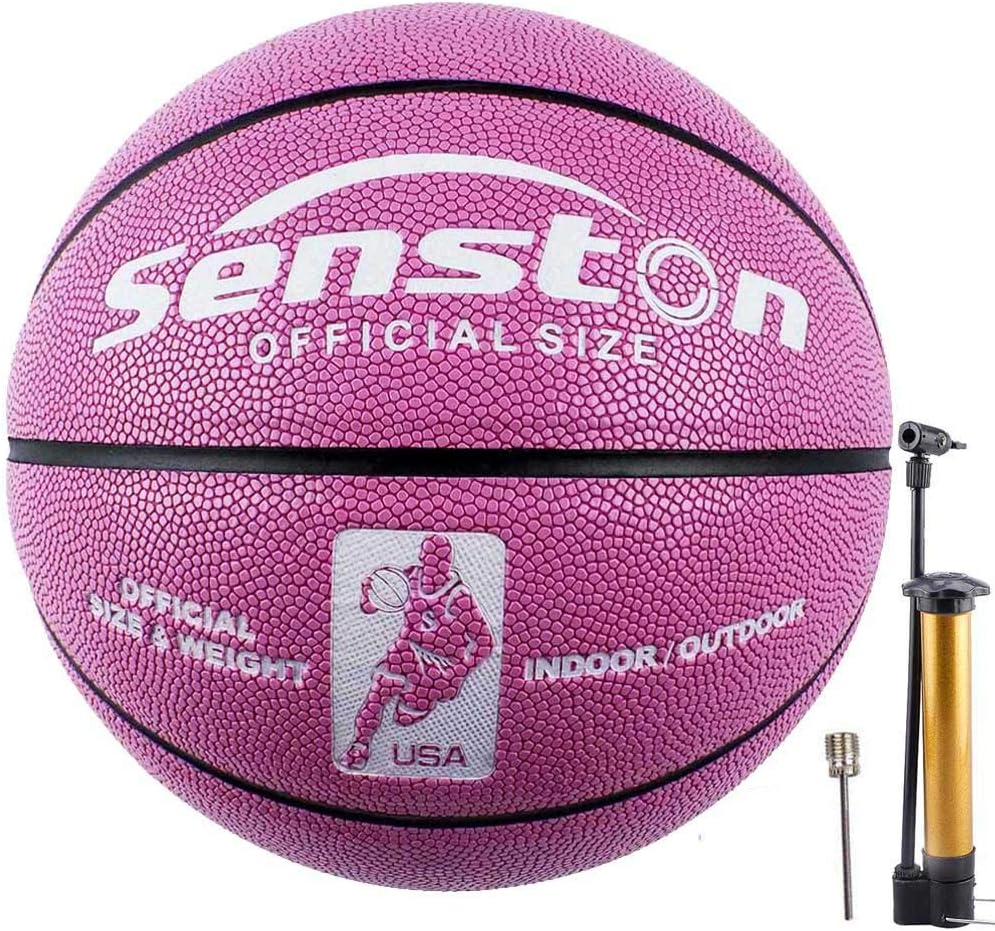 Senston Women Basketball Size 6, 28.5 Basketball Ball for Girls Womens, Outdoor/Indoor/Street Basketballs 28.5" with Pump