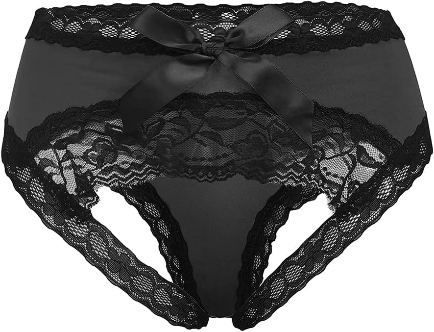 Women Sexy Lace Panties Underwear with Cute Bow Midnight Lingerie Briefs