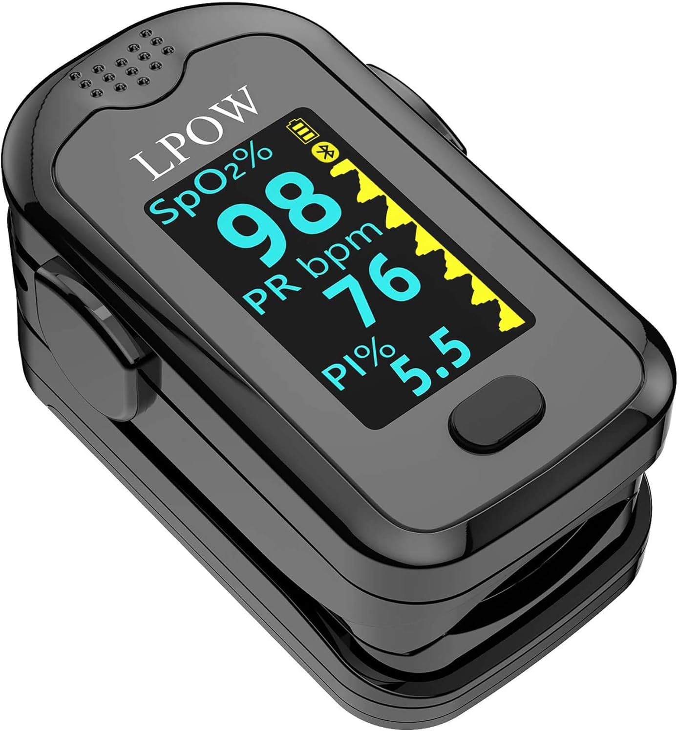 Fingertip Pulse Oximeter, Blood Oxygen Saturation Monitor (SpO2) with Pulse Rate, Perfusion Index with Alarm, OLED Display, Batteries and Lanyard Included