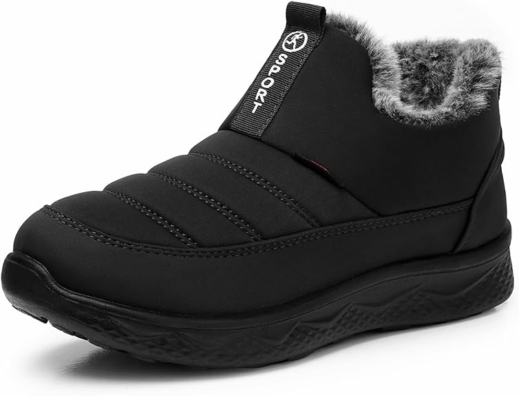 SHIBEVER Womens Winter Snow Boots: Women Ankle Booties Warm Fur Lined Waterproof Insulated Slip On Outdoor Shoes