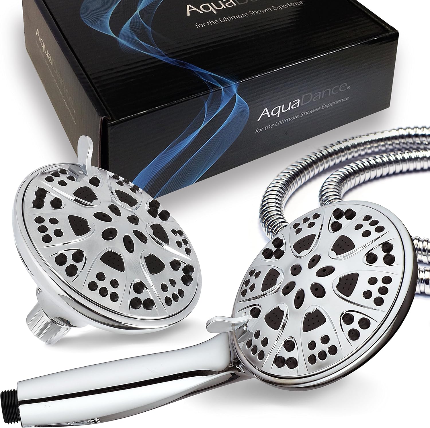 AquaDance Chrome Giant 5 30 Mode 3-Way High Power Combo Shower Head & Handheld Separately or Together  Officially Independently Tested to Meet Strict US Quality & Performance Standards