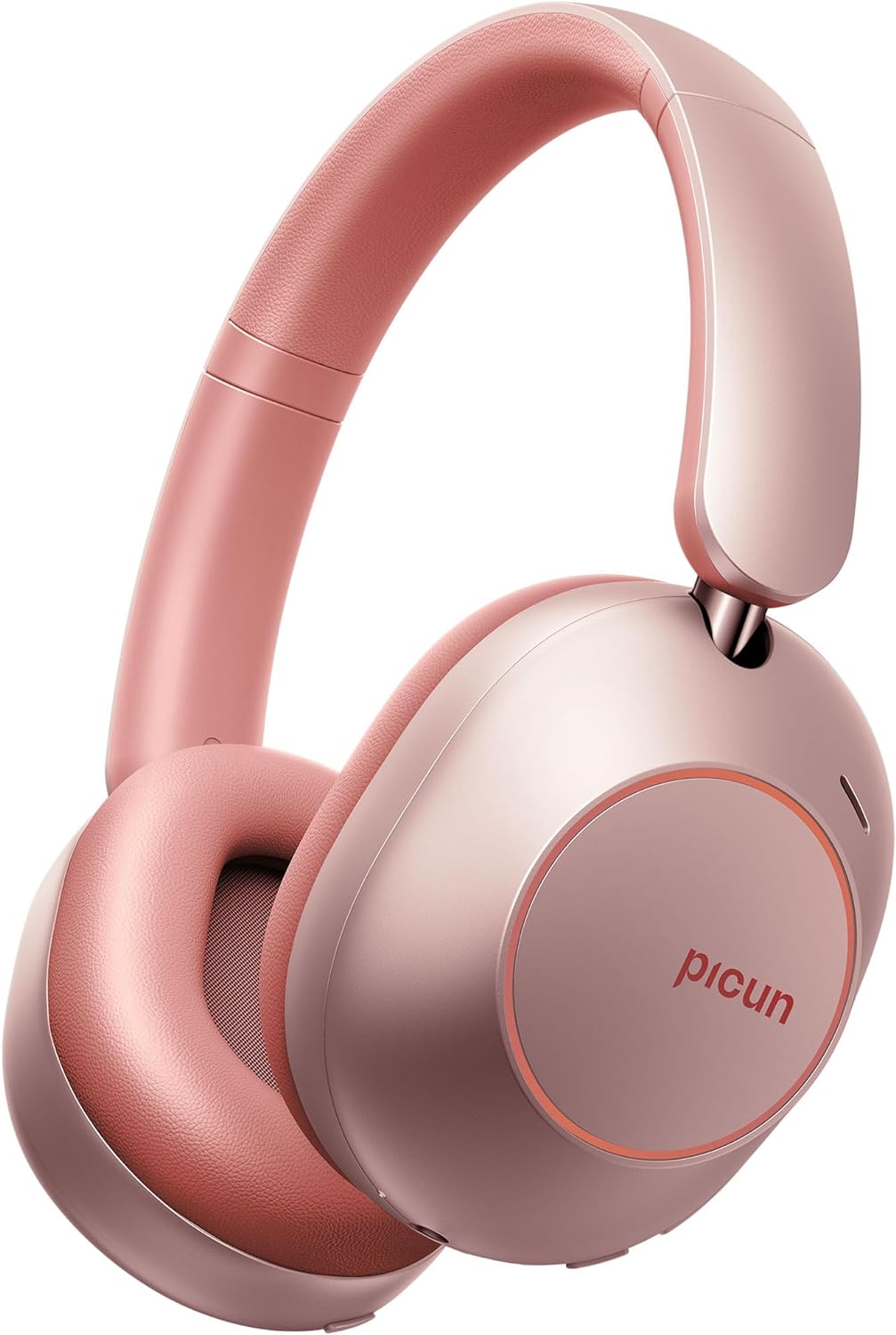 Picun Hydrid Active Noise Cancelling Headphones with ENC, 100H Playing Time with Transparency Mode, Hi-Res Audio & Deep Bass Foldable Wireless Headphones with Mic for Travel, Home, Office (Rose Gold)