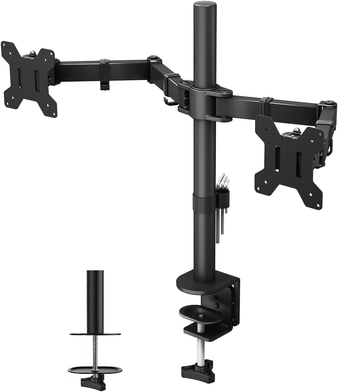 BONTEC Dual Monitor Desk Mount, Monitor Stand for 1327 Inch LCD LED 2 Monitors, Ergonomic Full Motion Heavy Duty Double Arms Hold up to 22 lbs, VESA 75x75/100x100 mm Black