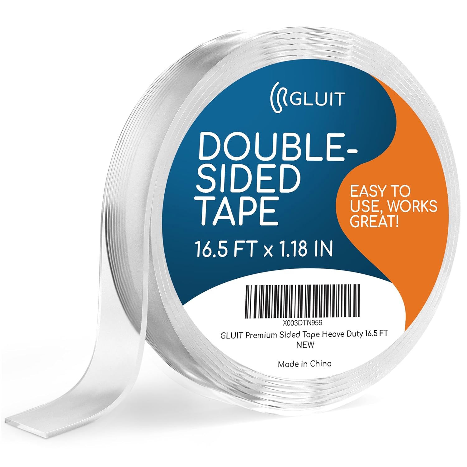 GLUIT New Double Sided Tape Heavy Duty 17.5 lbs Reusable Adhesive Removable Washable Multipurpose Mounting Tape Gel Grip Tape Carpet Tape for Home Office Kitchen Car Poster 16.5FT