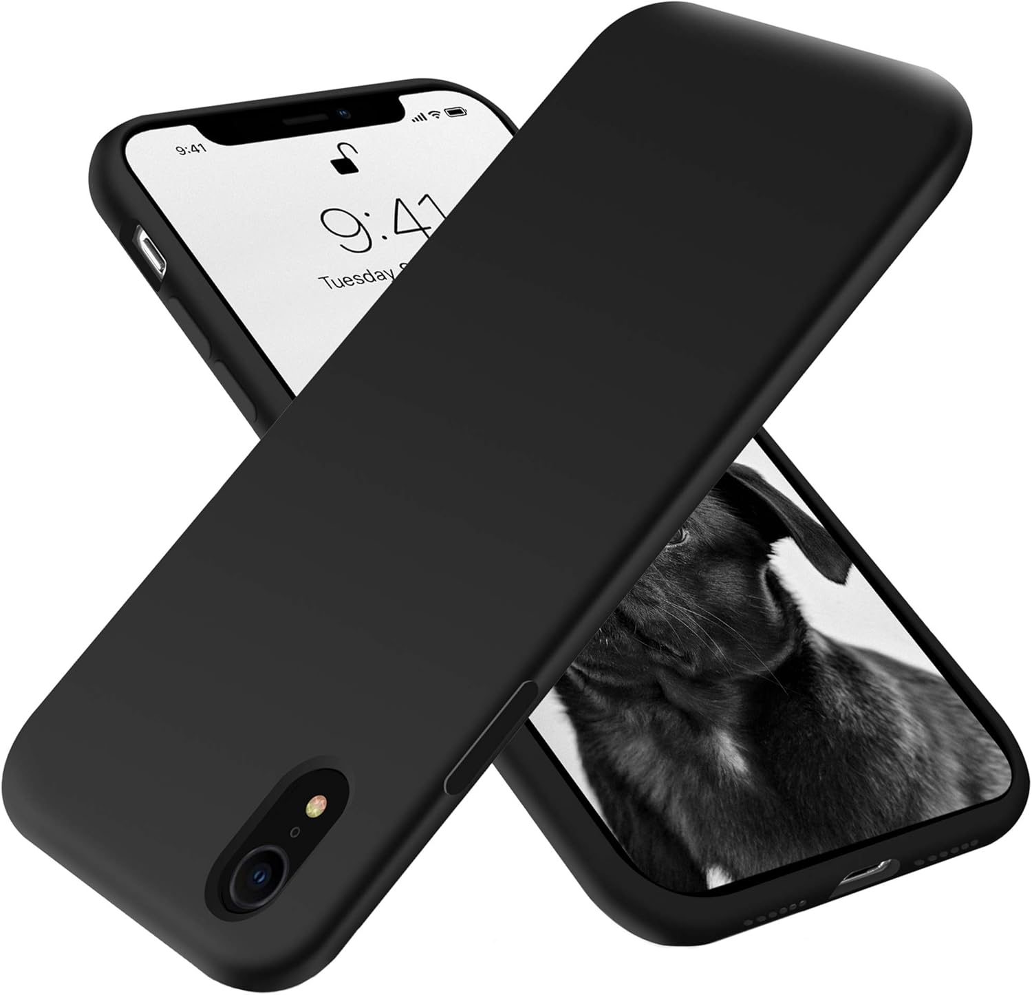 OTOFLY Compatible with iPhone XR Case,[Silky and Soft Touch Series] Premium Soft Liquid Silicone Rubber Full-Body Protective Bumper Case for iPhone XR Black