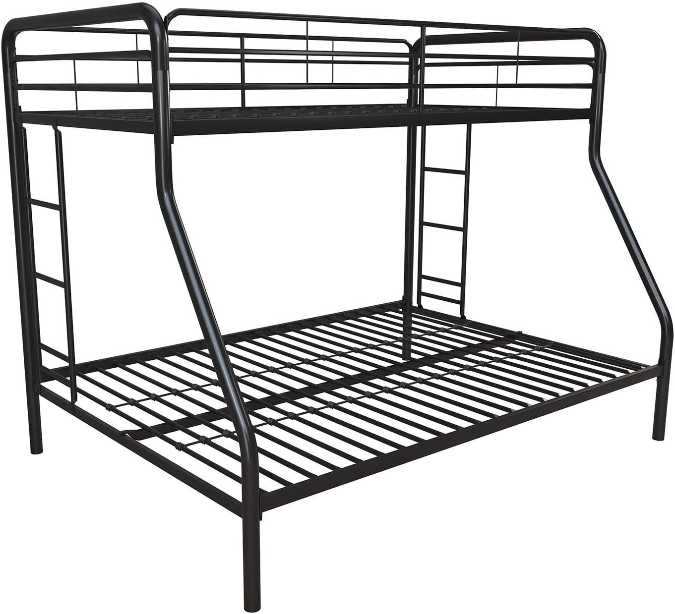 DHP+Dusty+Metal+Bunk+Bed+Frame+for+Kids%2c+Teens%2c+and+Adults%2c+With+Angled+Ladder%2c+High+Full+Length+Guardrail%2c+Smooth+Rounded+Edges%2c+No+Boxspring+Required%2c+For+Small+Spaces%2c+Twin-Over-Full%2c+Black