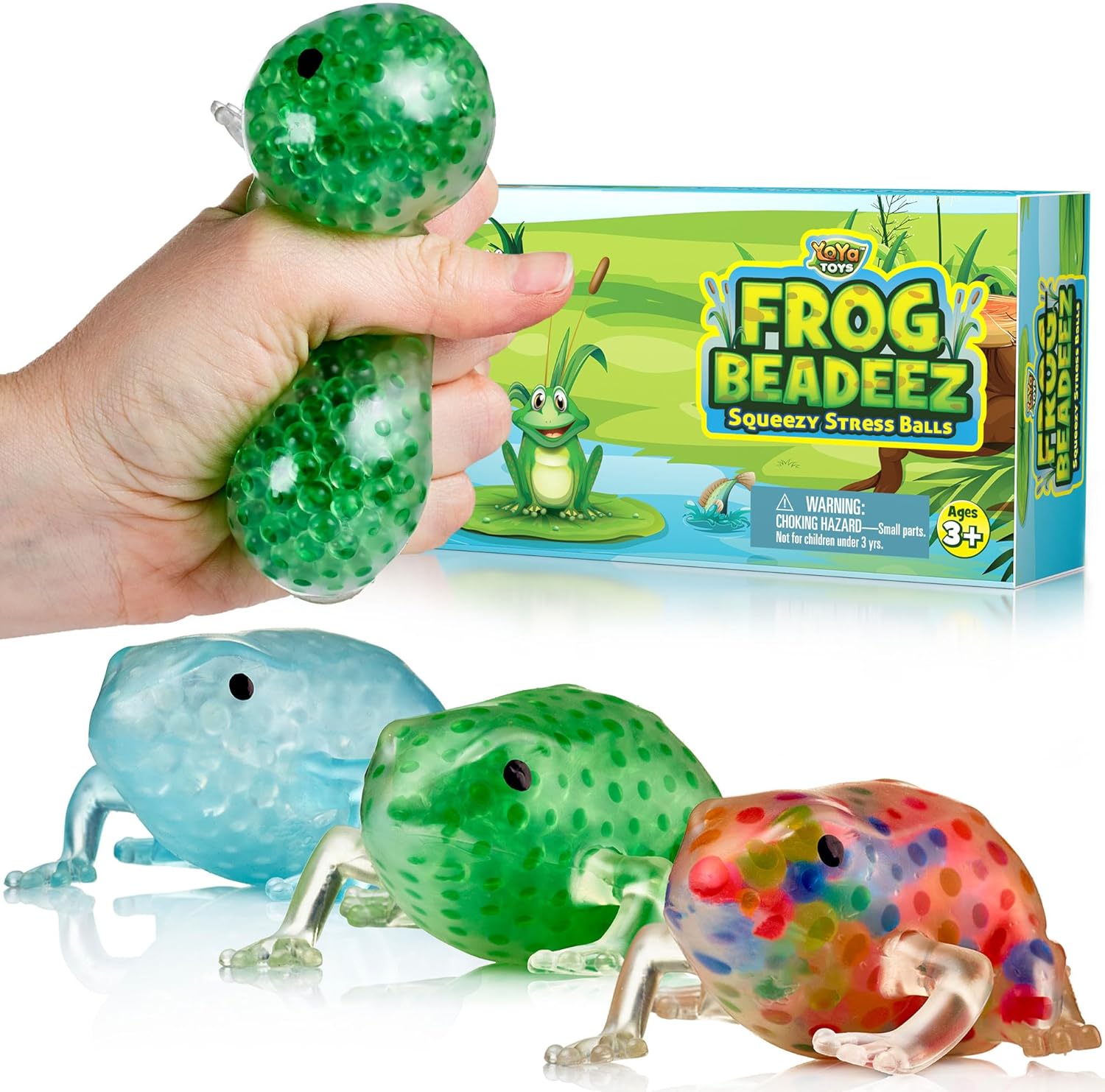 YoYa Toys Froggies DNA Balls - Fidget Toy Stress Ball - Colorful Soft Squishy - Mental Stimulation, Clarity & Focus Tool - Fun for Any Age - 3 Pack