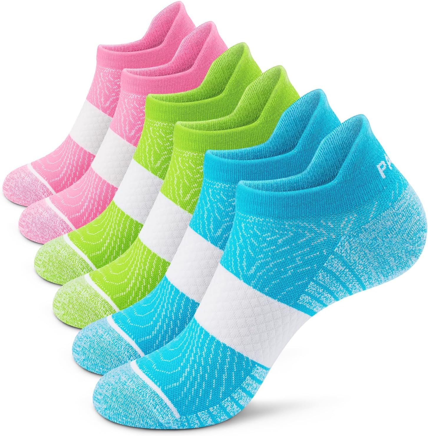 PAPLUS Womens Running Socks 6 Pairs Athletic Ankle Socks with Heel Tab, Comfort Low Cut Socks