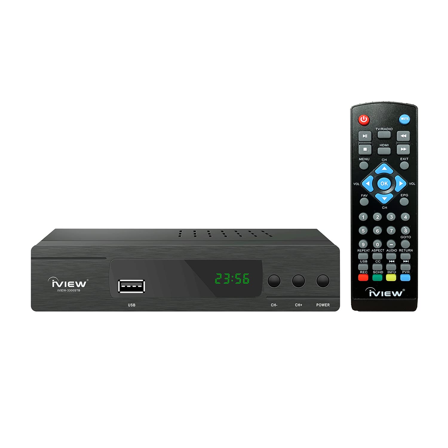 iView 3300STB ATSC Converter Box with Recording, Media Player, Built-in Digital Clock, Analog to Digital, QAM Tuner, HDMI, USB
