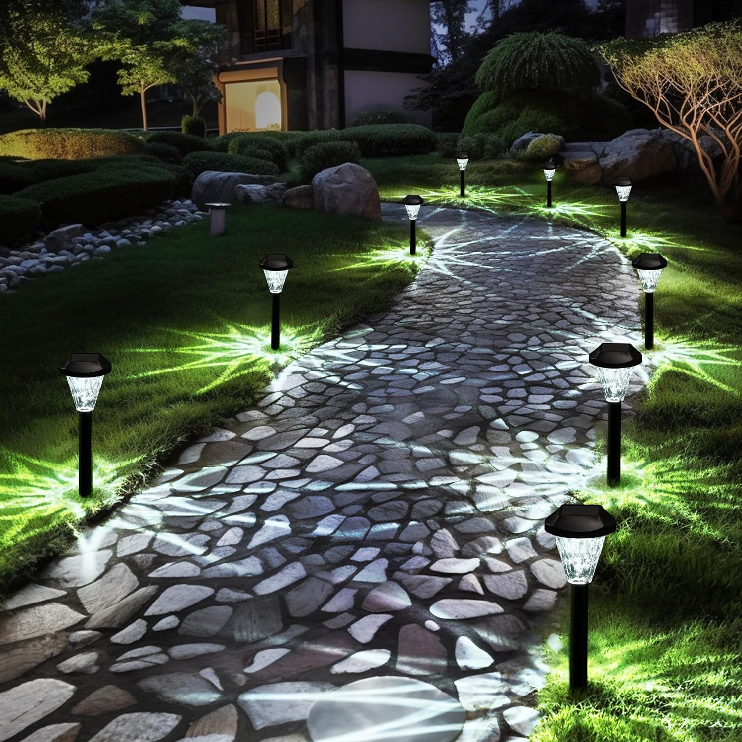 GIGALUMI 16 Pack Solar Lights Outdoor Waterproof,New Upgraded Solar Lights for Outside,Solar Grden Lights,Solar Outdoor Lights for Patio,Lawn,Yard and Landscape