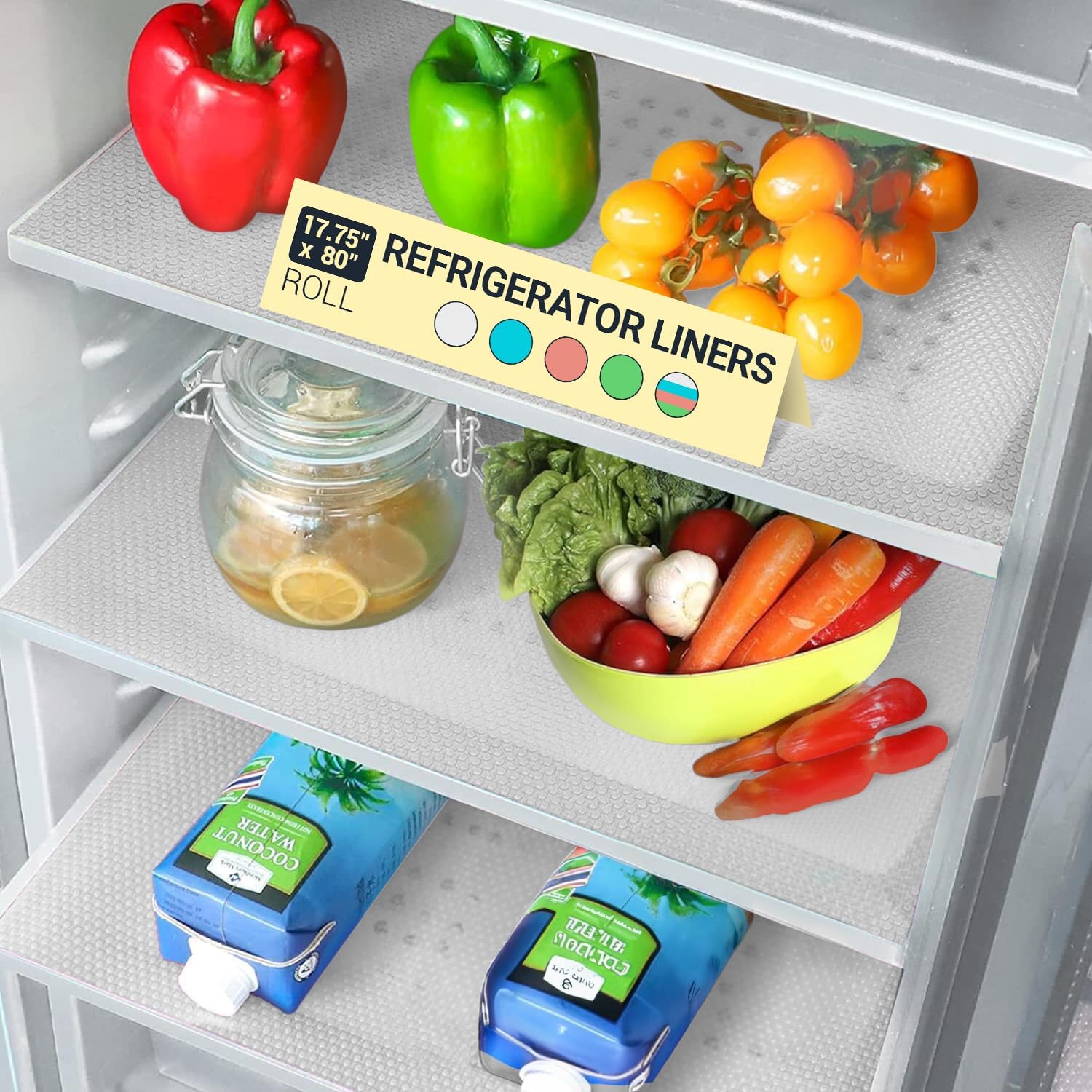 Refrigerator Liners for Shelves by Lindas Essentials | Easy to Clean Fridge Liner with Spill Protection, Refrigerator Shelf Liners & Drawer Liner | Non Slip BPA-Free Refrigerator Mats (Clear Roll)