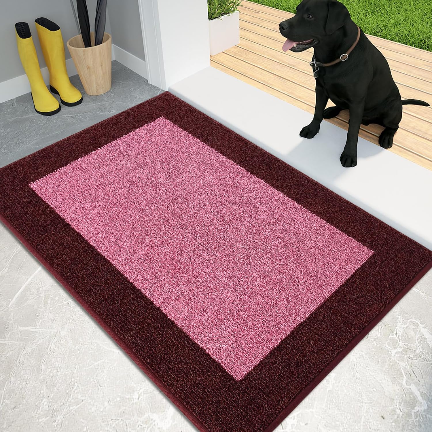 PURRUGS Dirt Trapper Door Mat 20" x 32", Non-Slip/Skid Machine Washable Entryway Rug, Shoes Scraper, Throw Rug, Super Absorbent Area Rug for Muddy Wet Shoes and Paws