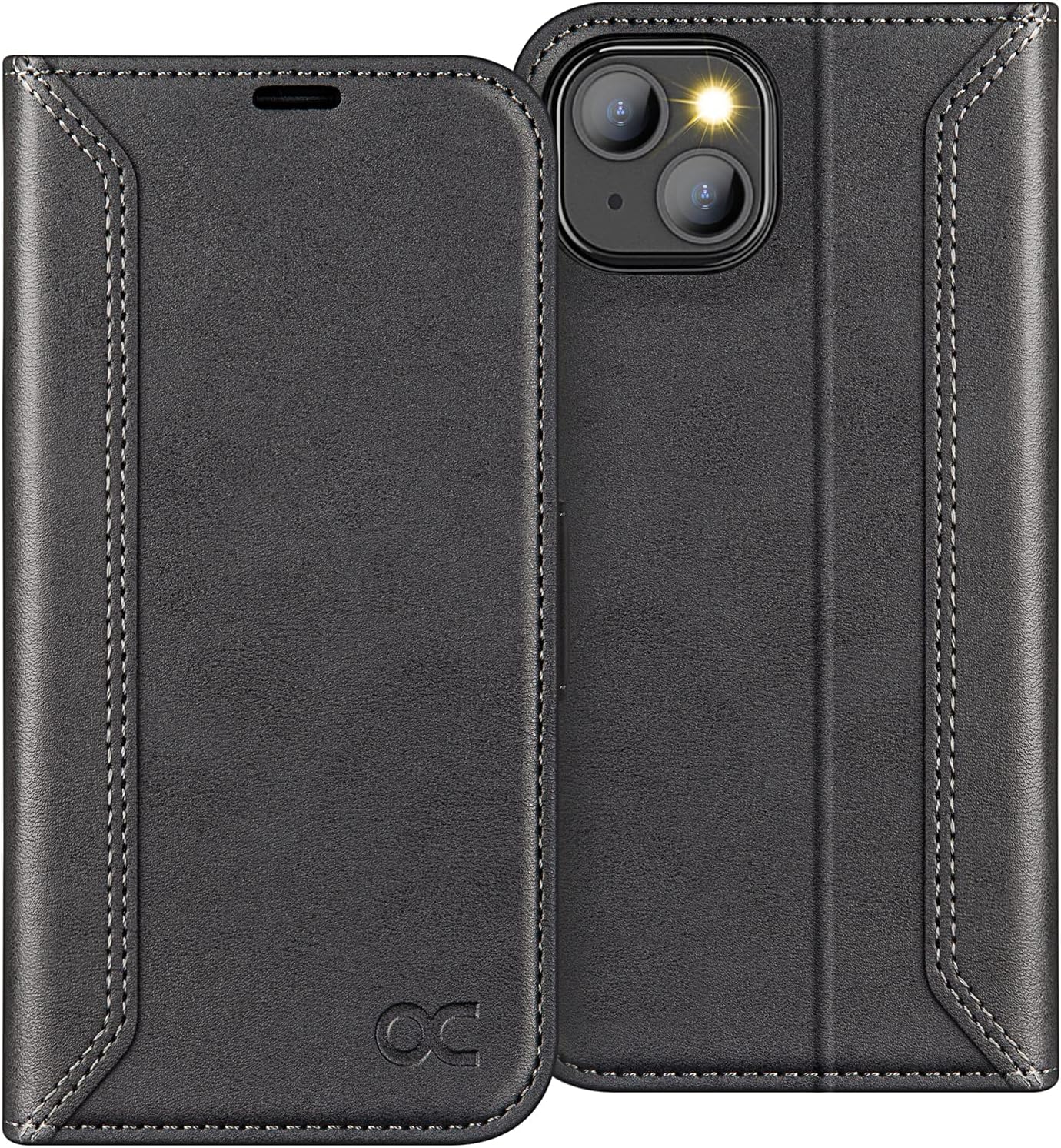 OCASE Retro Series Compatible with iPhone 13 Wallet Case with Card Holders [RFID Blocking][TPU Inner Shell ][Kickstand] PU Leather Flip Folio Shockproof Phone Cover 6.1 inch 2021 (Black)