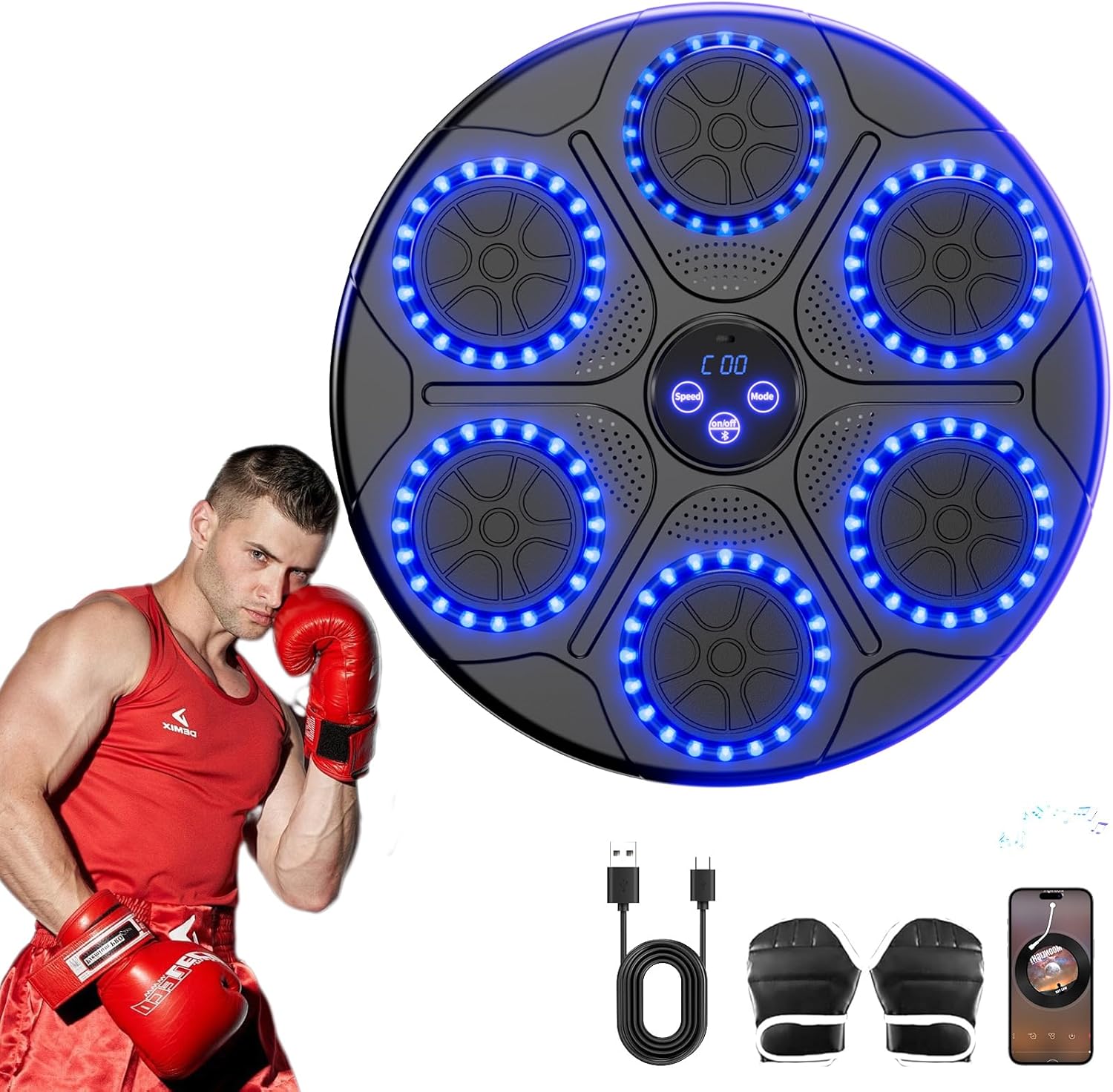 Music Boxing Machine Home Wall Mount Music Boxer, Electronic Smart Focus Agility Training Digital Boxing Wall Target Punching Pads Suitable for Kids and adults