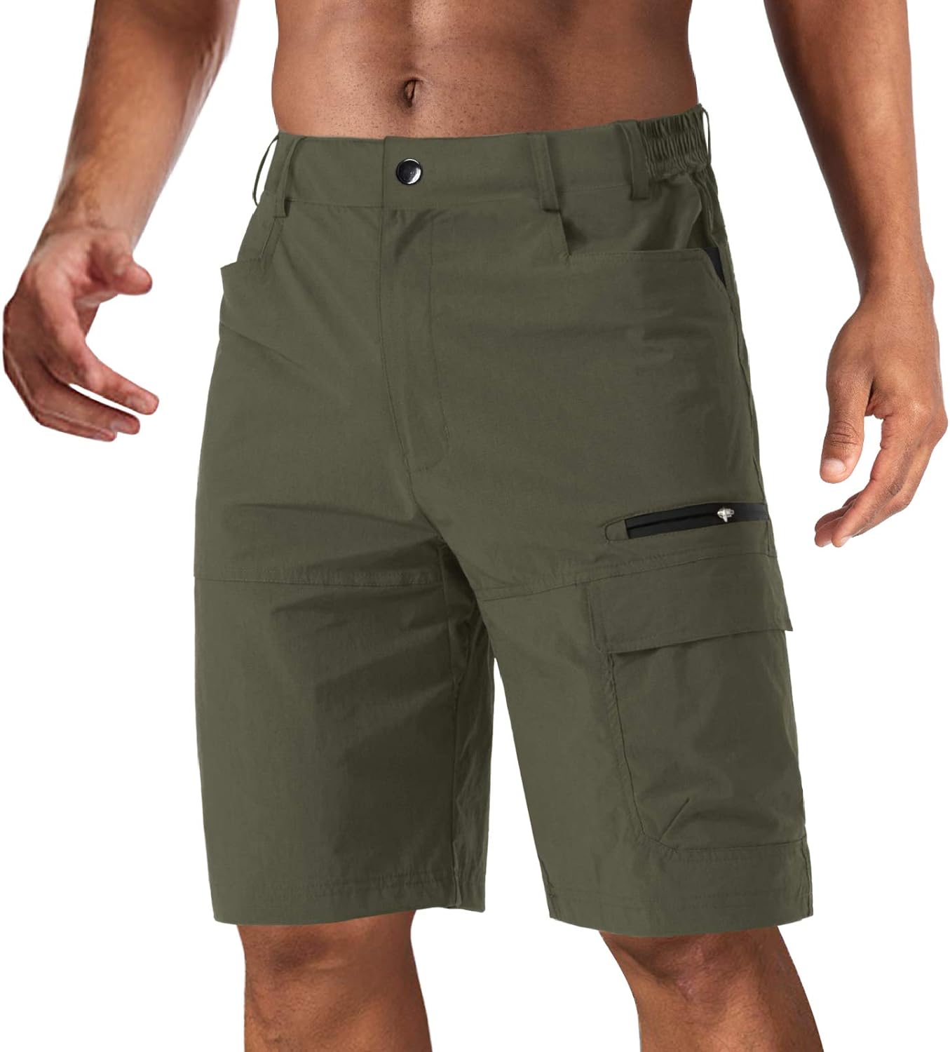 CRYSULLY Men's Quick Dry Hiking Shorts 10" Cargo Work Lightweight Shorts Outdoor Summer Casual with 5 Zipper Pockets