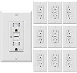 ENERLITES White Decorator Receptacle with Screwless Wall Plate, Residential Grade Wall Outlet, 15A 125V, Self-Grounding, 2-Pole, 3-Wire, 5-15R, UL Listed, 61502-TR-WSID, 10 Pack, Tamper Resistant